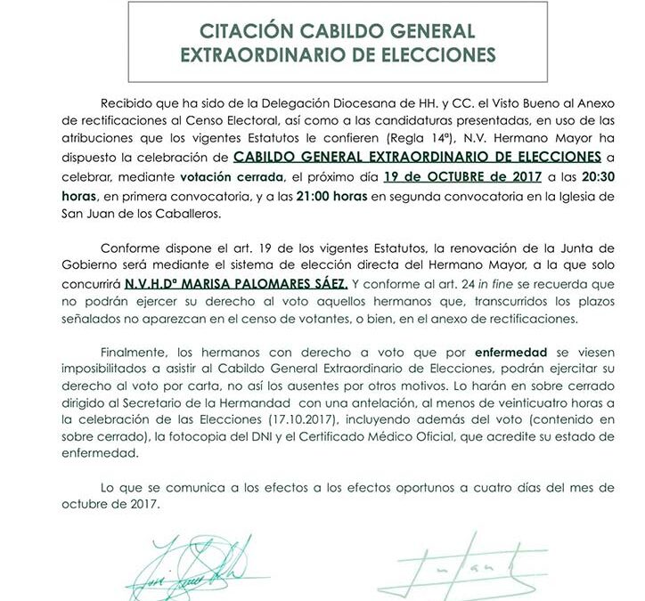 CABILDO GENERAL EXTRAORDINARIO DE ELECCIONES
