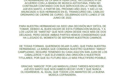 La Banda de Música Astigitana, no seguirá acompañando a Nuestra Señora de la Lágrimas