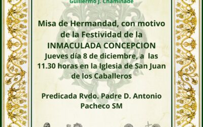 Hoy jueves día 8 de diciembre, Misa de la Inmaculada en San Juan a las 11.30 horas