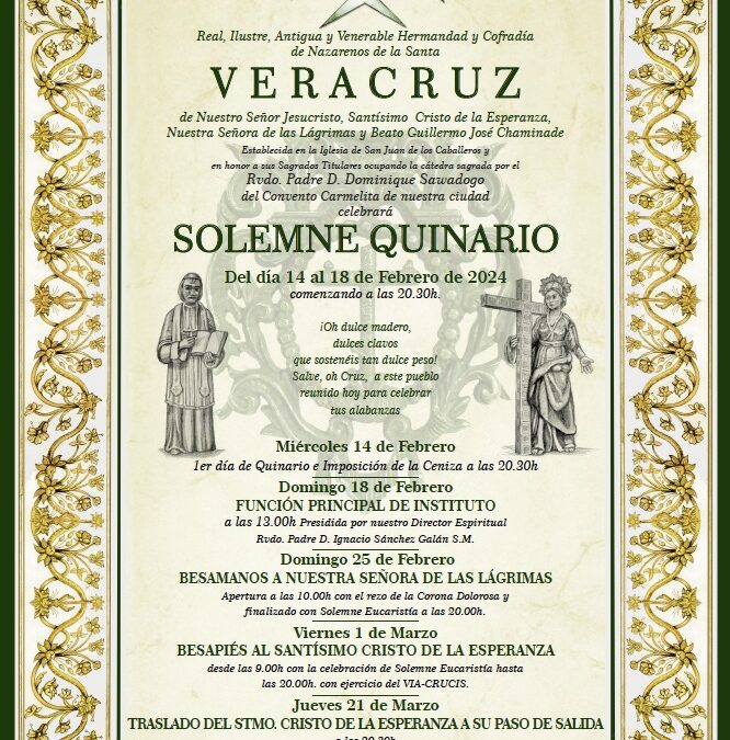 Hoy Miércoles de Ceniza a las 20.30 horas comienza el Quinario de nuestra Hermandad