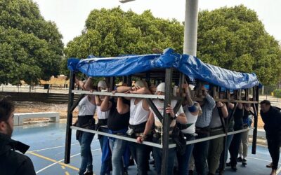 Ensayo de la cuadrilla del misterio en las pistas cubiertas de El Pilar