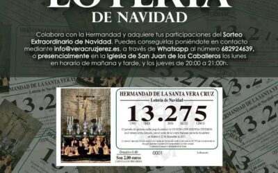 Nos quedan muy pocas participaciones del número 13275 el de la Lotería de Navidad de la Hermandad. ¡No te quedes sin ella!