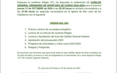 Hoy jueves Cabildo ordinario de apertura de curso