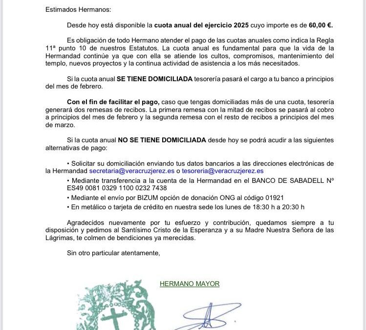 Comunicado Cuota Anual