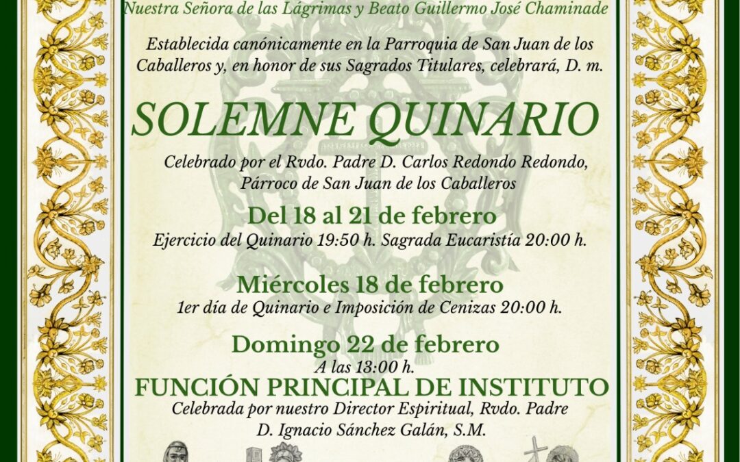 Hoy Miércoles de Ceniza comienza el Quinario de la Hermandad a las 19.50 horas en San Juan