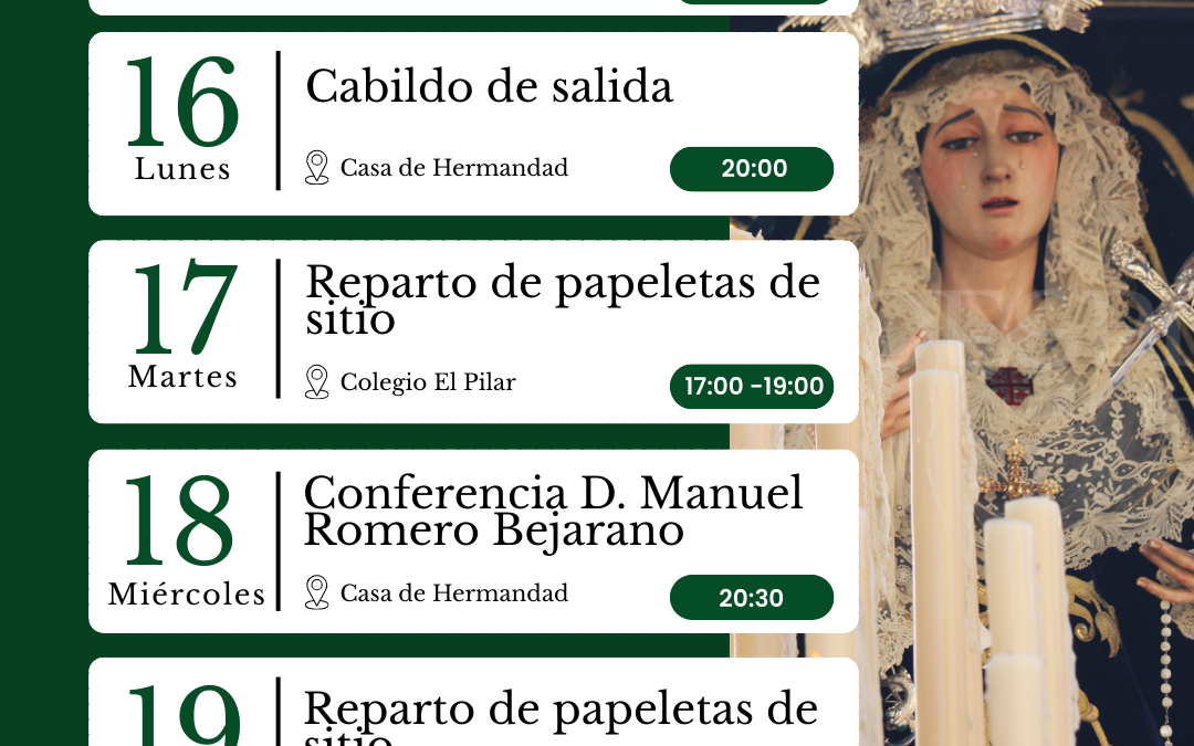 AGENDA SEMANAL | 16 – 22 de marzo.