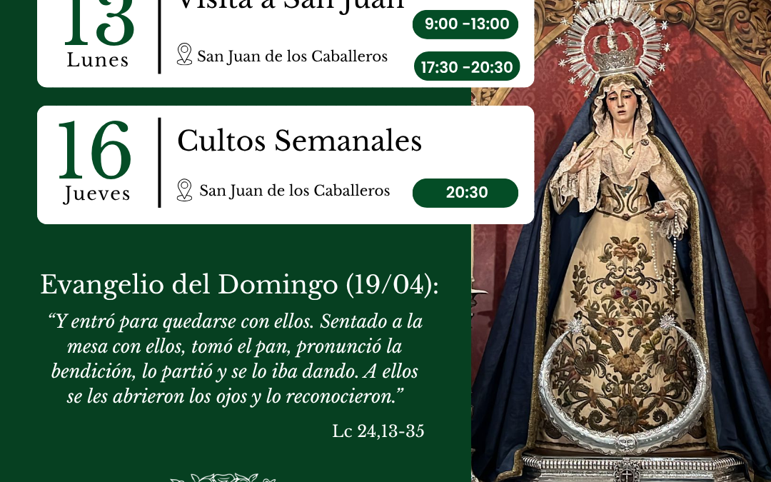 AGENDA SEMANAL | 13-19 de abril.