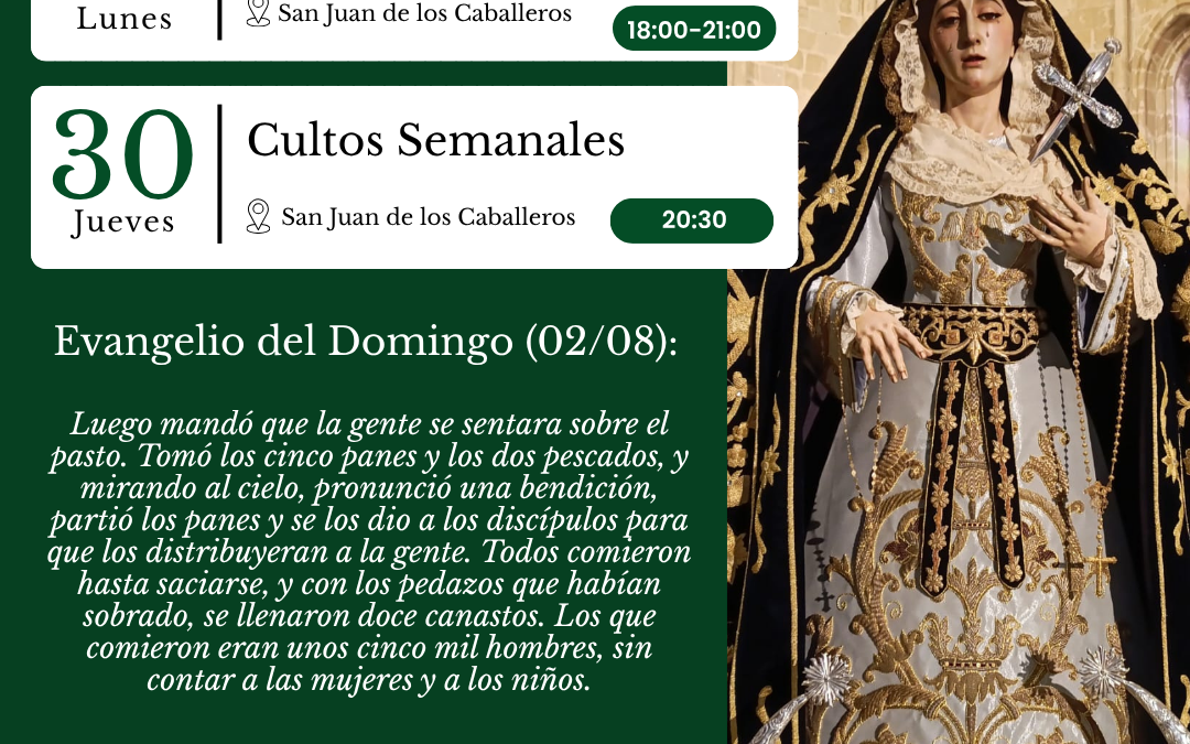 AGENDA SEMANAL | 27 de julio – 2 de agosto.